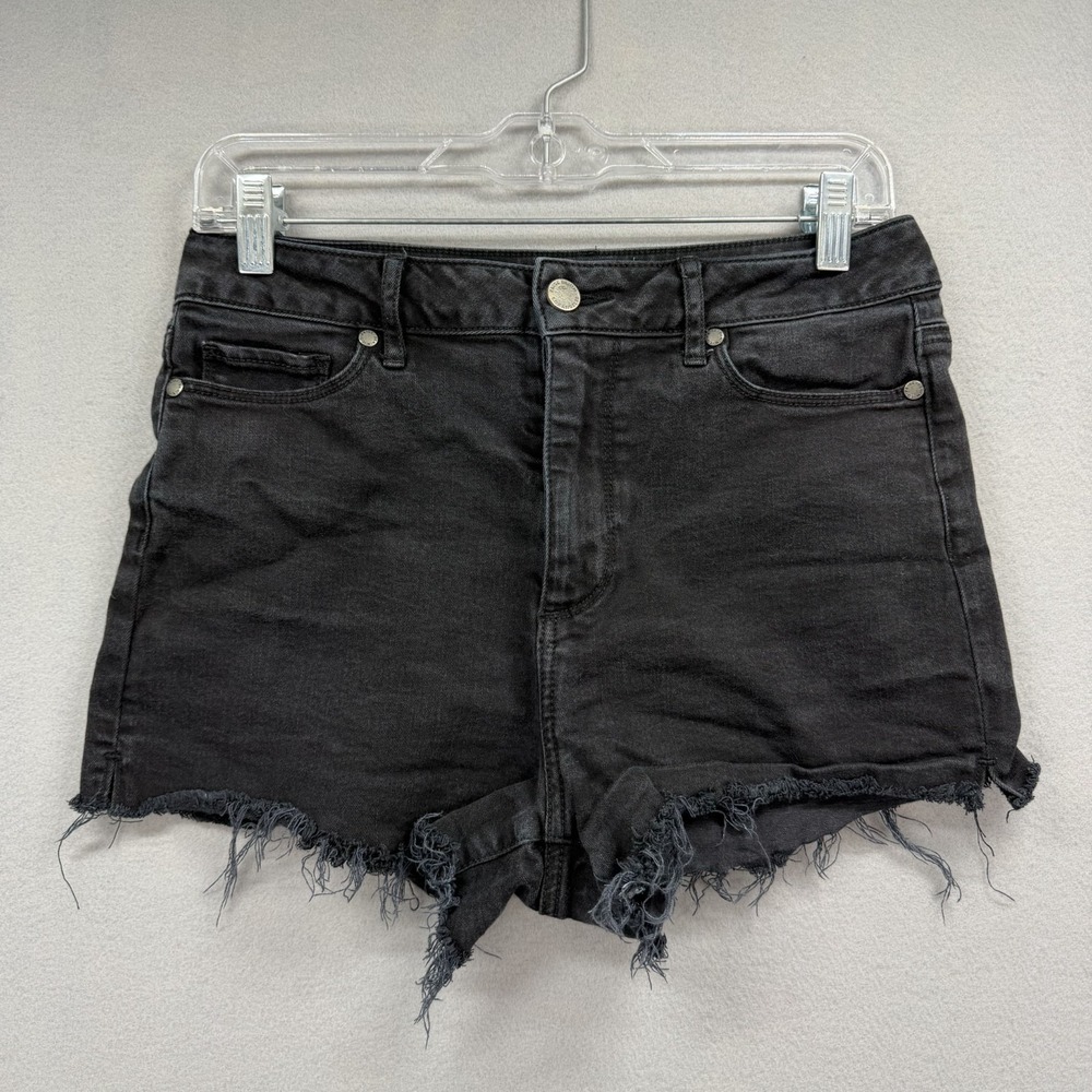 Paige Dani Cut Off Shorts Womens 28 Black Denim Jorts Raw Frayed Hem Stretch